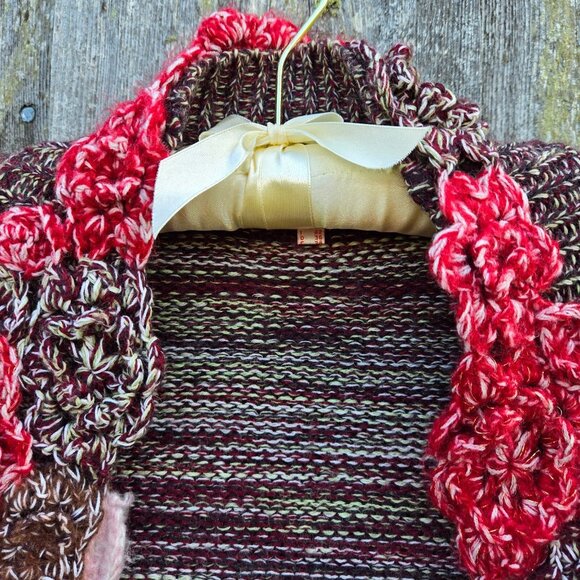 Y2K Shrug Cardigan Womens S Crochet flowers Fairy Cottage Grunge Boho Rave - Picture 4 of 8